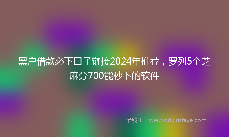 黑户借款必下口子链接2024年推荐，罗列5个芝麻分700能秒下的软件