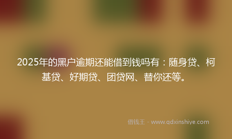 2025年的黑户逾期还能借到钱吗有：随身贷、柯基贷、好期贷、团贷网、替你还等。