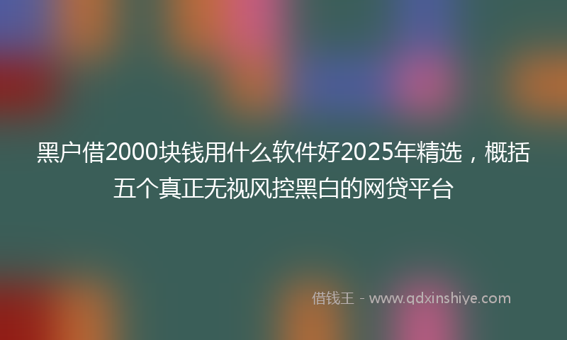 黑户借2000块钱用什么软件好2025年精选，概括五个真正无视风控黑白的网贷平台