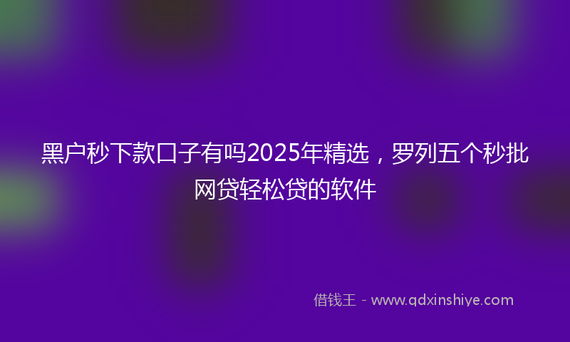 黑户秒下款口子有吗2025年精选，罗列五个秒批网贷轻松贷的软件