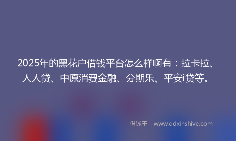 2025年的黑花户借钱平台怎么样啊有：拉卡拉、人人贷、中原消费金融、分期乐、平安i贷等。