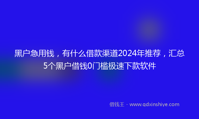 黑户急用钱，有什么借款渠道2024年推荐，汇总5个黑户借钱0门槛极速下款软件