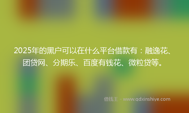 2025年的黑户可以在什么平台借款有：融逸花、团贷网、分期乐、百度有钱花、微粒贷等。