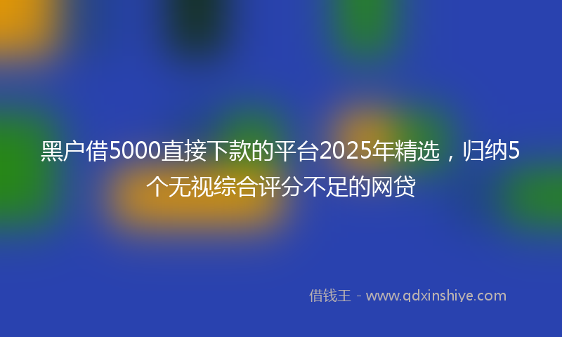 黑户借5000直接下款的平台2025年精选，归纳5个无视综合评分不足的网贷