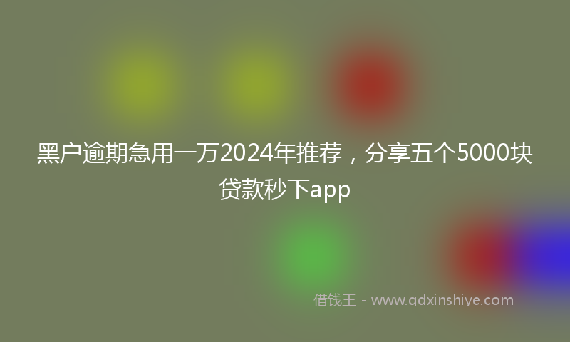 黑户逾期急用一万2024年推荐，分享五个5000块贷款秒下app