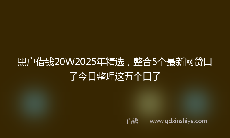 黑户借钱20W2025年精选，整合5个最新网贷口子今日整理这五个口子