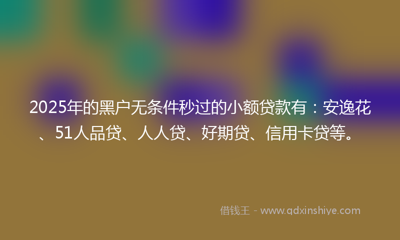 2025年的黑户无条件秒过的小额贷款有：安逸花、51人品贷、人人贷、好期贷、信用卡贷等。