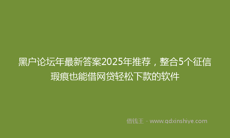 黑户论坛年最新答案2025年推荐，整合5个征信瑕疵也能借网贷轻松下款的软件