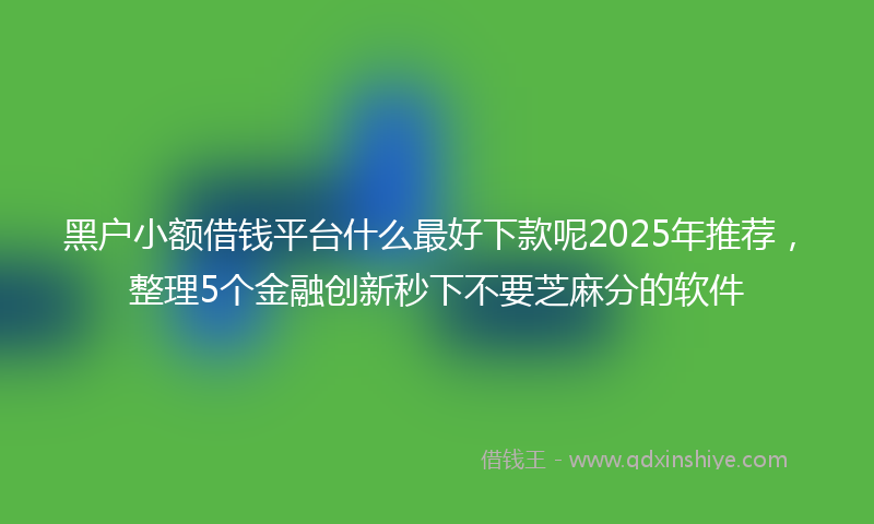 黑户小额借钱平台什么最好下款呢2025年推荐，整理5个金融创新秒下不要芝麻分的软件