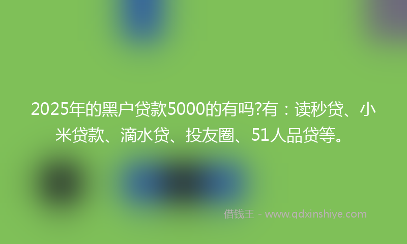 2025年的黑户贷款5000的有吗?有：读秒贷、小米贷款、滴水贷、投友圈、51人品贷等。