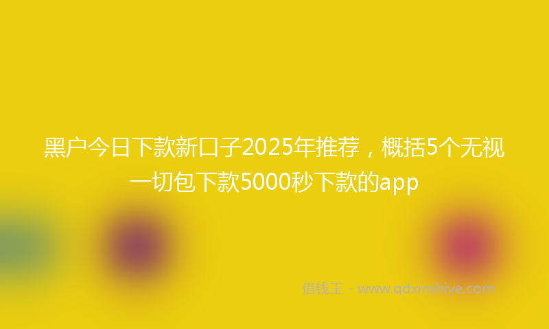 黑户今日下款新口子2025年推荐，概括5个无视一切包下款5000秒下款的app