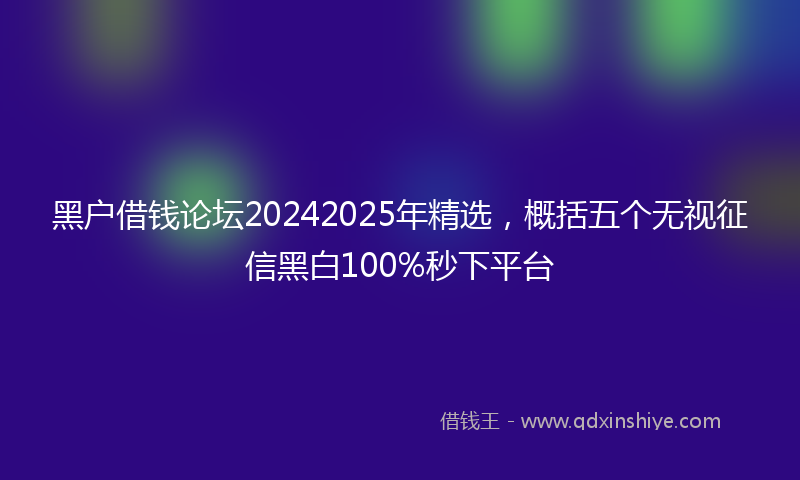 黑户借钱论坛20242025年精选，概括五个无视征信黑白100%秒下平台