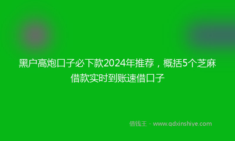 黑户高炮口子必下款2024年推荐，概括5个芝麻借款实时到账速借口子