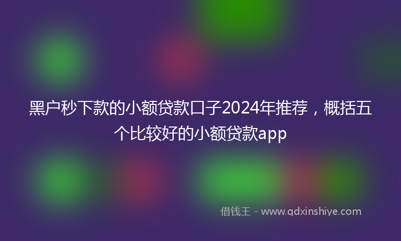 黑户秒下款的小额贷款口子2024年推荐，概括五个比较好的小额贷款app