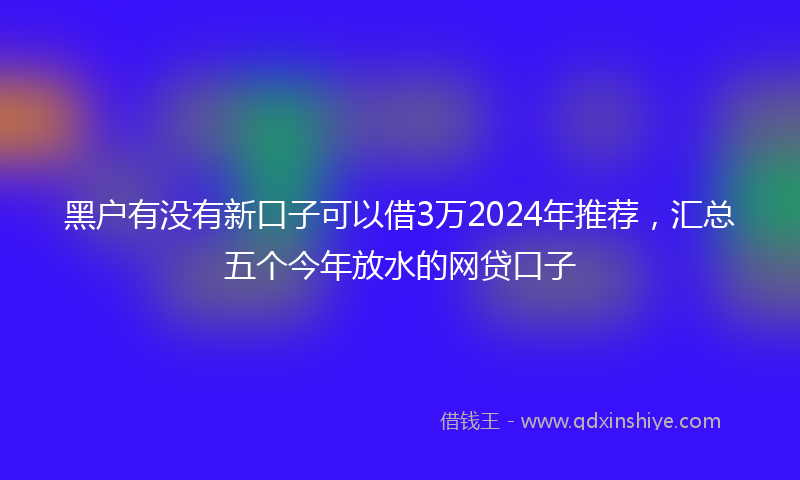 黑户有没有新口子可以借3万2024年推荐，汇总五个今年放水的网贷口子