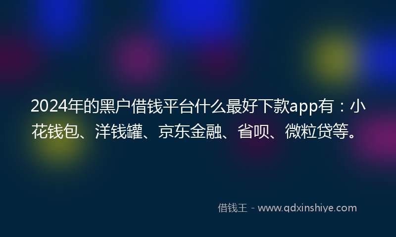 2024年的黑户借钱平台什么最好下款app有：小花钱包、洋钱罐、京东金融、省呗、微粒贷等。