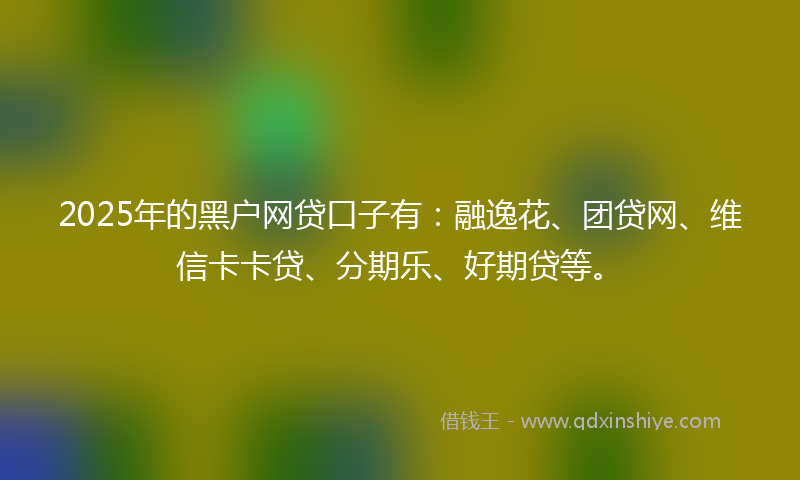 2025年的黑户网贷口子有：融逸花、团贷网、维信卡卡贷、分期乐、好期贷等。