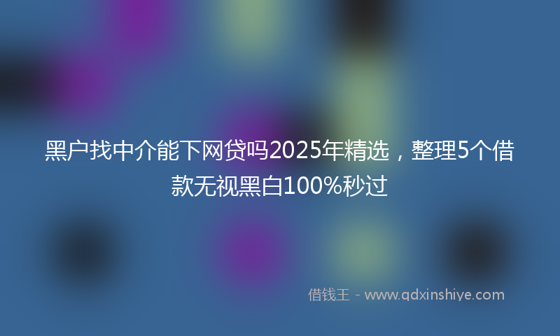 黑户找中介能下网贷吗2025年精选，整理5个借款无视黑白100%秒过