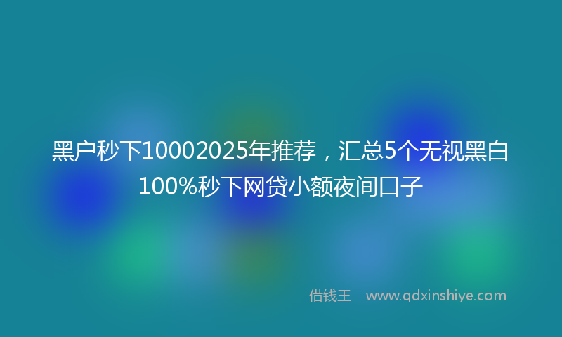 黑户秒下10002025年推荐，汇总5个无视黑白100%秒下网贷小额夜间口子