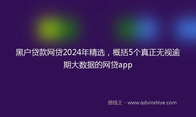 黑户贷款网贷2024年精选，概括5个真正无视逾期大数据的网贷app