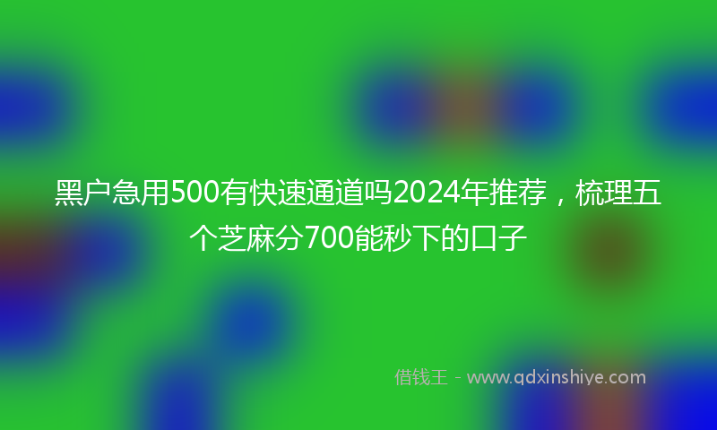 黑户急用500有快速通道吗2024年推荐，梳理五个芝麻分700能秒下的口子