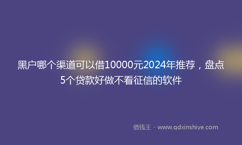 黑户哪个渠道可以借10000元2024年推荐，盘点5个贷款好做不看征信的软件