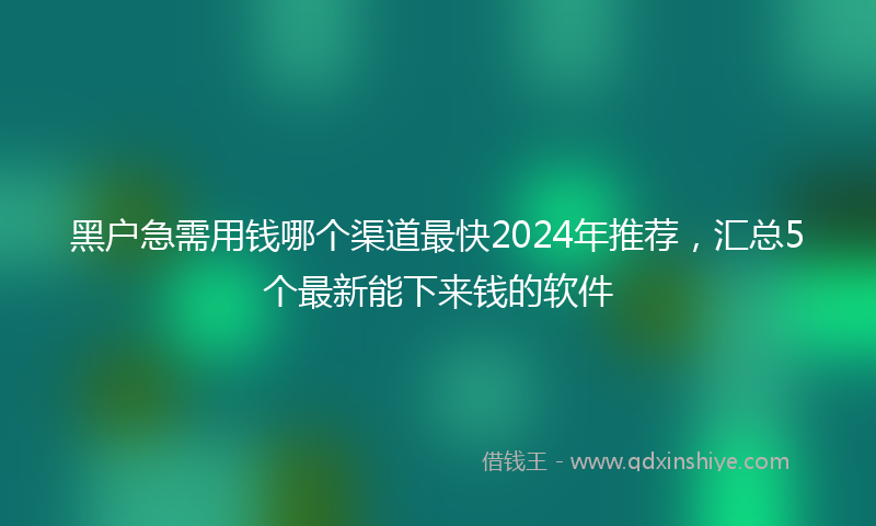 黑户急需用钱哪个渠道最快2024年推荐，汇总5个最新能下来钱的软件