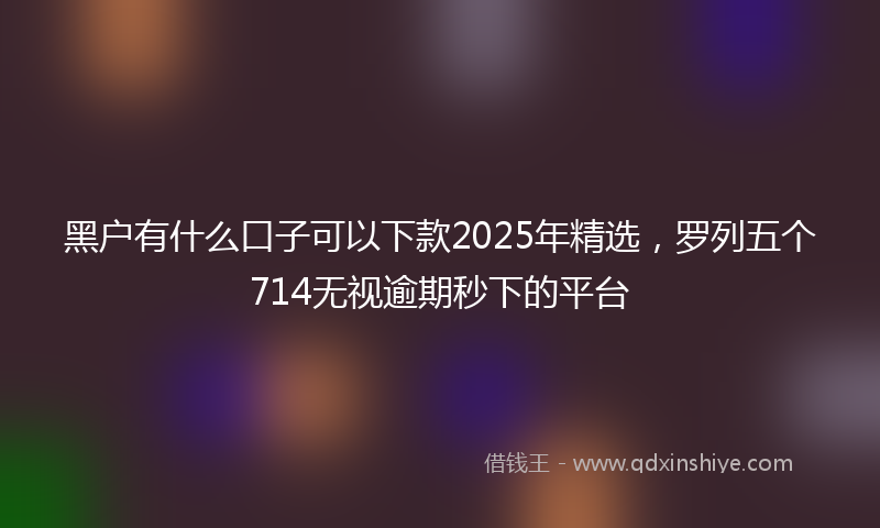 黑户有什么口子可以下款2025年精选，罗列五个714无视逾期秒下的平台