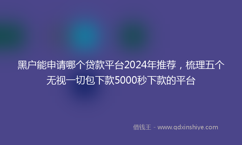 黑户能申请哪个贷款平台2024年推荐，梳理五个无视一切包下款5000秒下款的平台