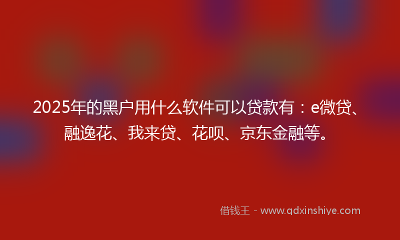 2025年的黑户用什么软件可以贷款有：e微贷、融逸花、我来贷、花呗、京东金融等。