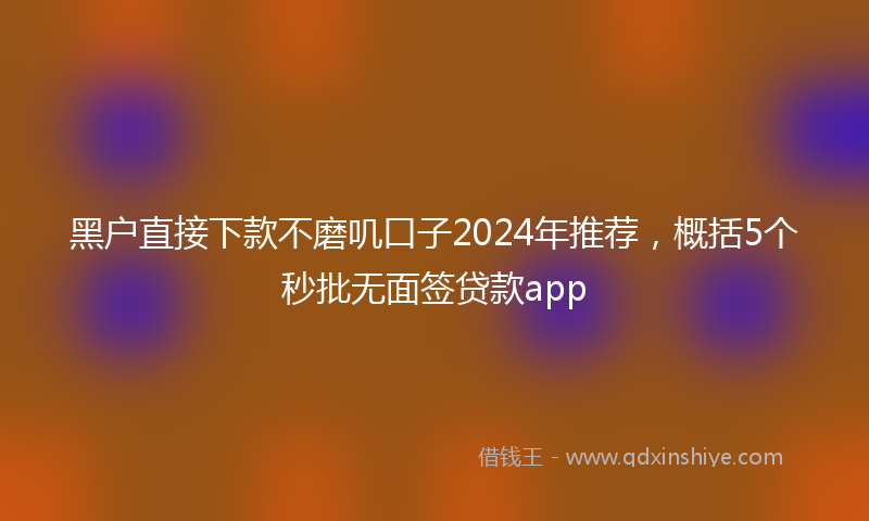 黑户直接下款不磨叽口子2024年推荐，概括5个秒批无面签贷款app