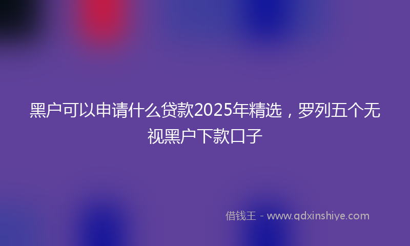 黑户可以申请什么贷款2025年精选，罗列五个无视黑户下款口子
