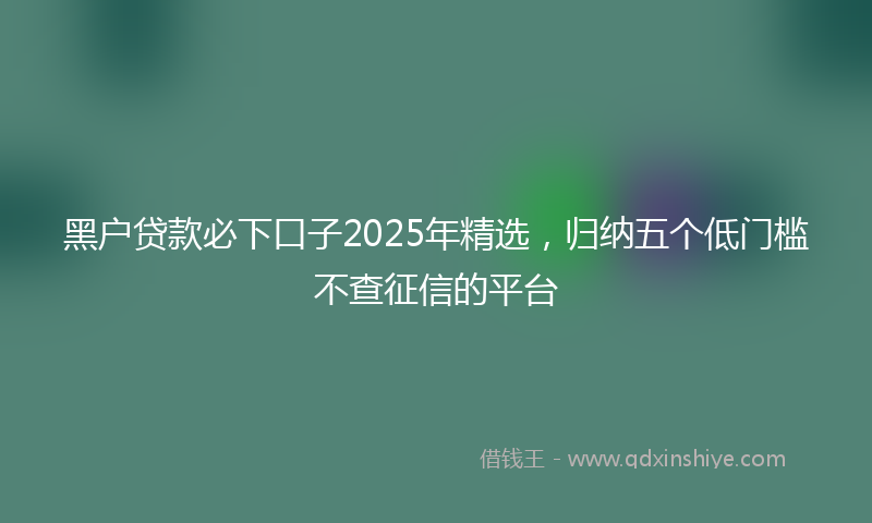 黑户贷款必下口子2025年精选，归纳五个低门槛不查征信的平台