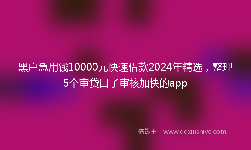 黑户急用钱10000元快速借款2024年精选，整理5个审贷口子审核加快的app