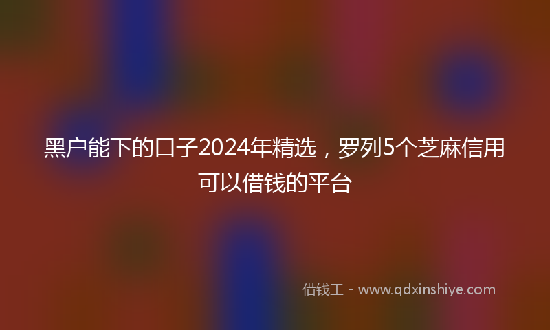 黑户能下的口子2024年精选，罗列5个芝麻信用可以借钱的平台