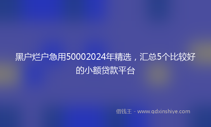 黑户烂户急用50002024年精选，汇总5个比较好的小额贷款平台