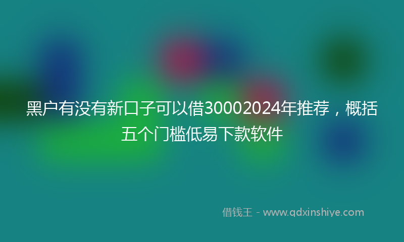 黑户有没有新口子可以借30002024年推荐，概括五个门槛低易下款软件