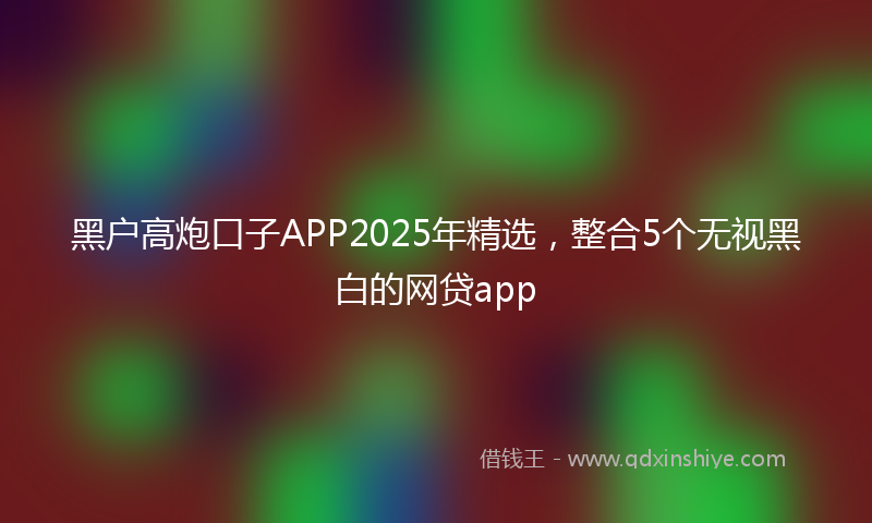 黑户高炮口子APP2025年精选，整合5个无视黑白的网贷app