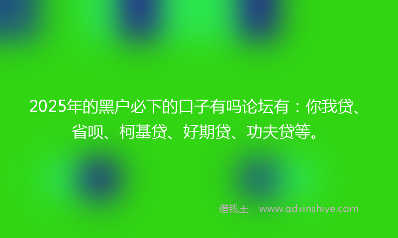 2025年的黑户必下的口子有吗论坛有：你我贷、省呗、柯基贷、好期贷、功夫贷等。