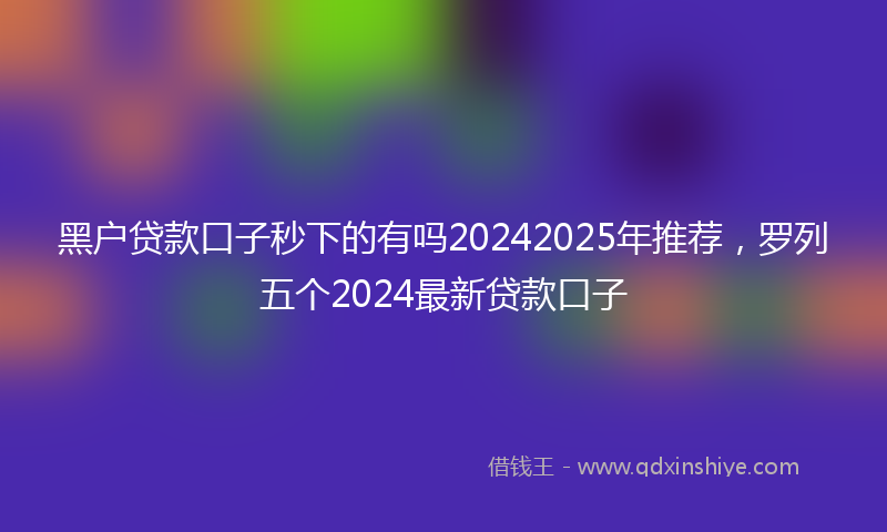 黑户贷款口子秒下的有吗20242025年推荐，罗列五个2024最新贷款口子