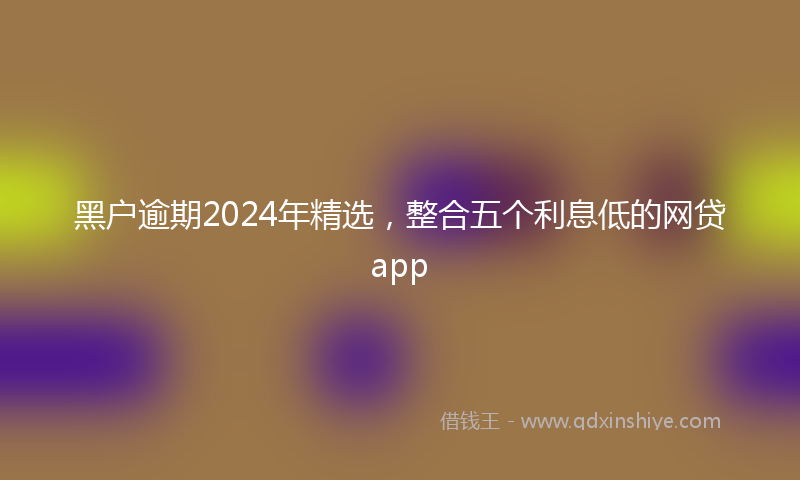 黑户逾期2024年精选，整合五个利息低的网贷app