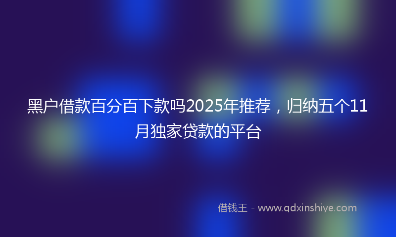 黑户借款百分百下款吗2025年推荐，归纳五个11月独家贷款的平台