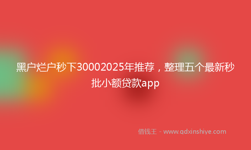 黑户烂户秒下30002025年推荐，整理五个最新秒批小额贷款app