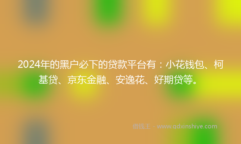 2024年的黑户必下的贷款平台有：小花钱包、柯基贷、京东金融、安逸花、好期贷等。