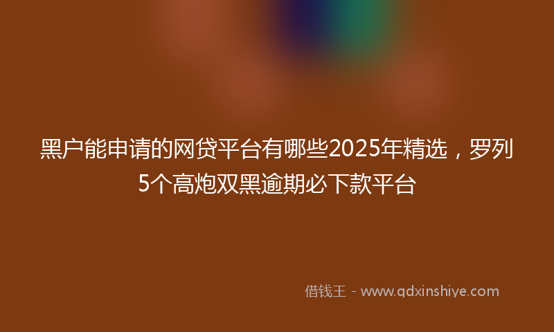 黑户能申请的网贷平台有哪些2025年精选，罗列5个高炮双黑逾期必下款平台