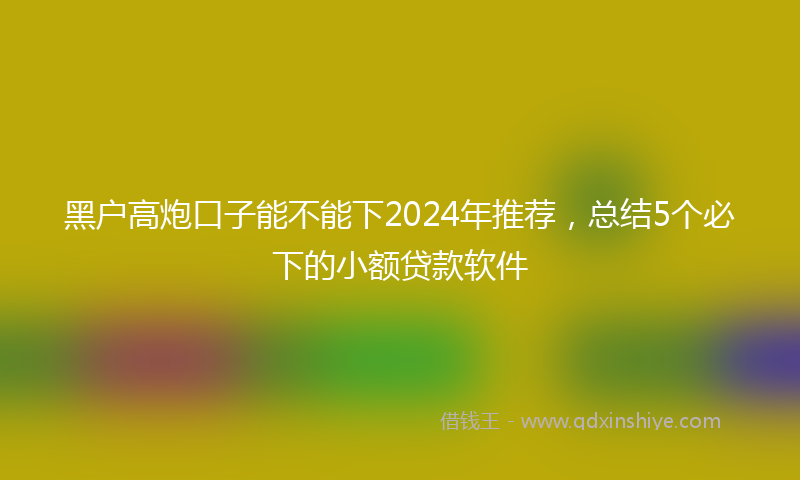 黑户高炮口子能不能下2024年推荐，总结5个必下的小额贷款软件