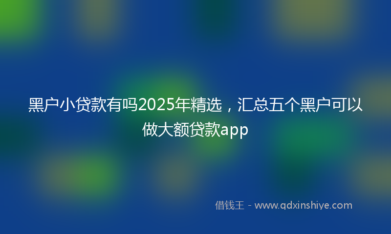 黑户小贷款有吗2025年精选，汇总五个黑户可以做大额贷款app