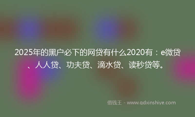 2025年的黑户必下的网贷有什么2020有：e微贷、人人贷、功夫贷、滴水贷、读秒贷等。