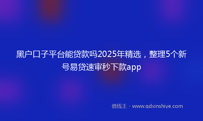 黑户口子平台能贷款吗2025年精选，整理5个新号易贷速审秒下款app