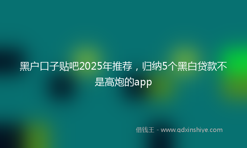 黑户口子贴吧2025年推荐，归纳5个黑白贷款不是高炮的app